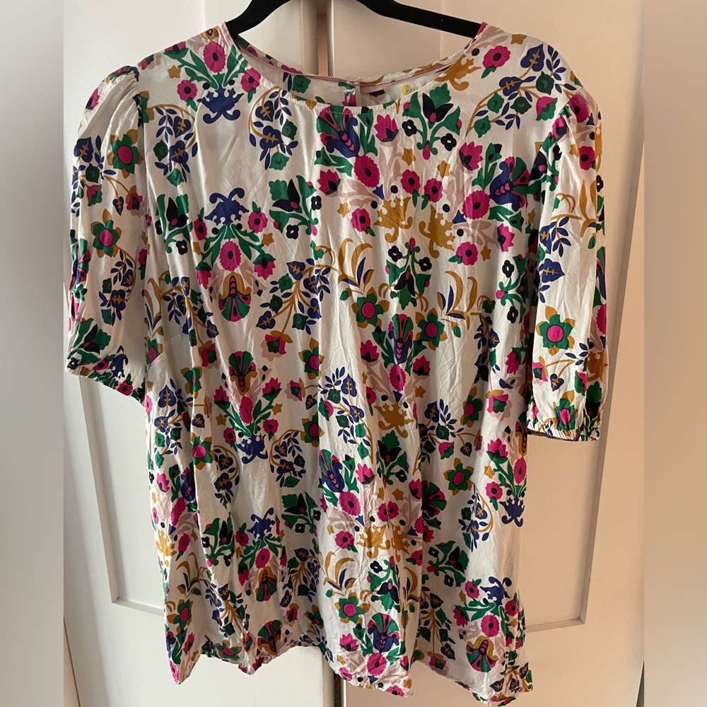 Boden Printed Silky Short Sleeved Top